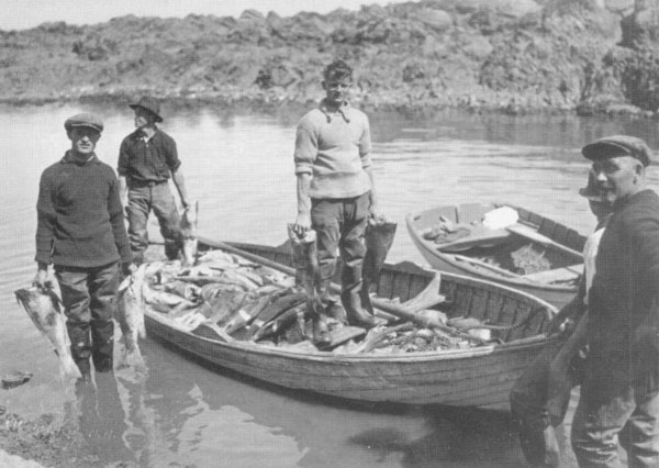 Fisherman from the 'River Nile' bring their catch ashore at Fisherman's Creek, western Island Bay